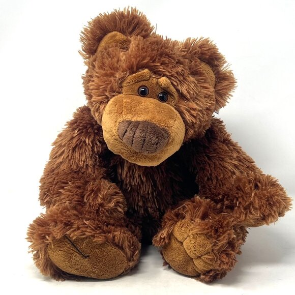 Kellytoy Plush Brown Bear Brown Bow 10" Seated  Plush Stuffed Expressive Face - Picture 1 of 6